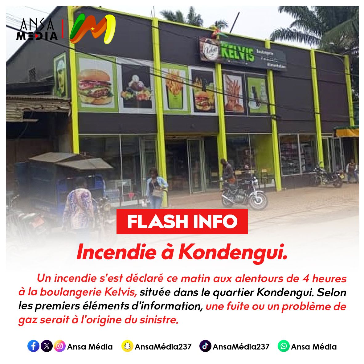 Flash Info : Un incendie ravage la boulangerie Kelvis à Kondengui.
