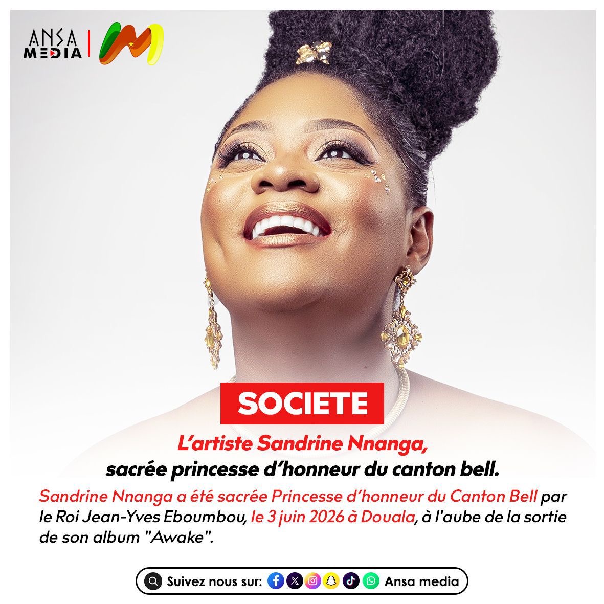 L’artiste Sandrine Nnanga, sacrée princesse d’honneur du canton bell.