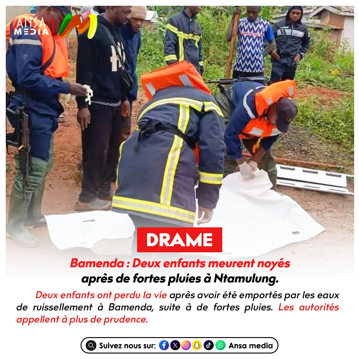 Bamenda : Deux enfants meurent noyés après de fortes pluies à Ntamulung.