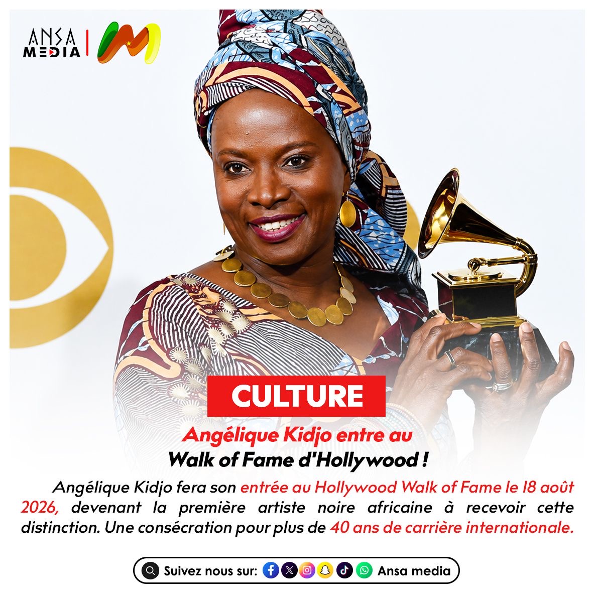 Angélique Kidjo entre au Walk of Fame d'Hollywood !