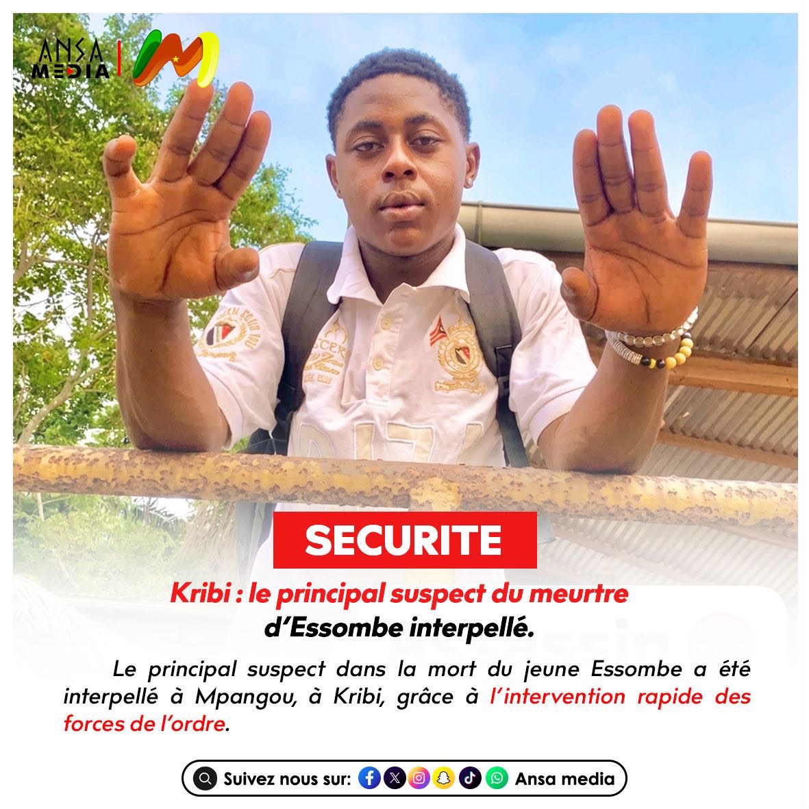 Kribi : le principal suspect du meurtre d’Essombe interpellé.