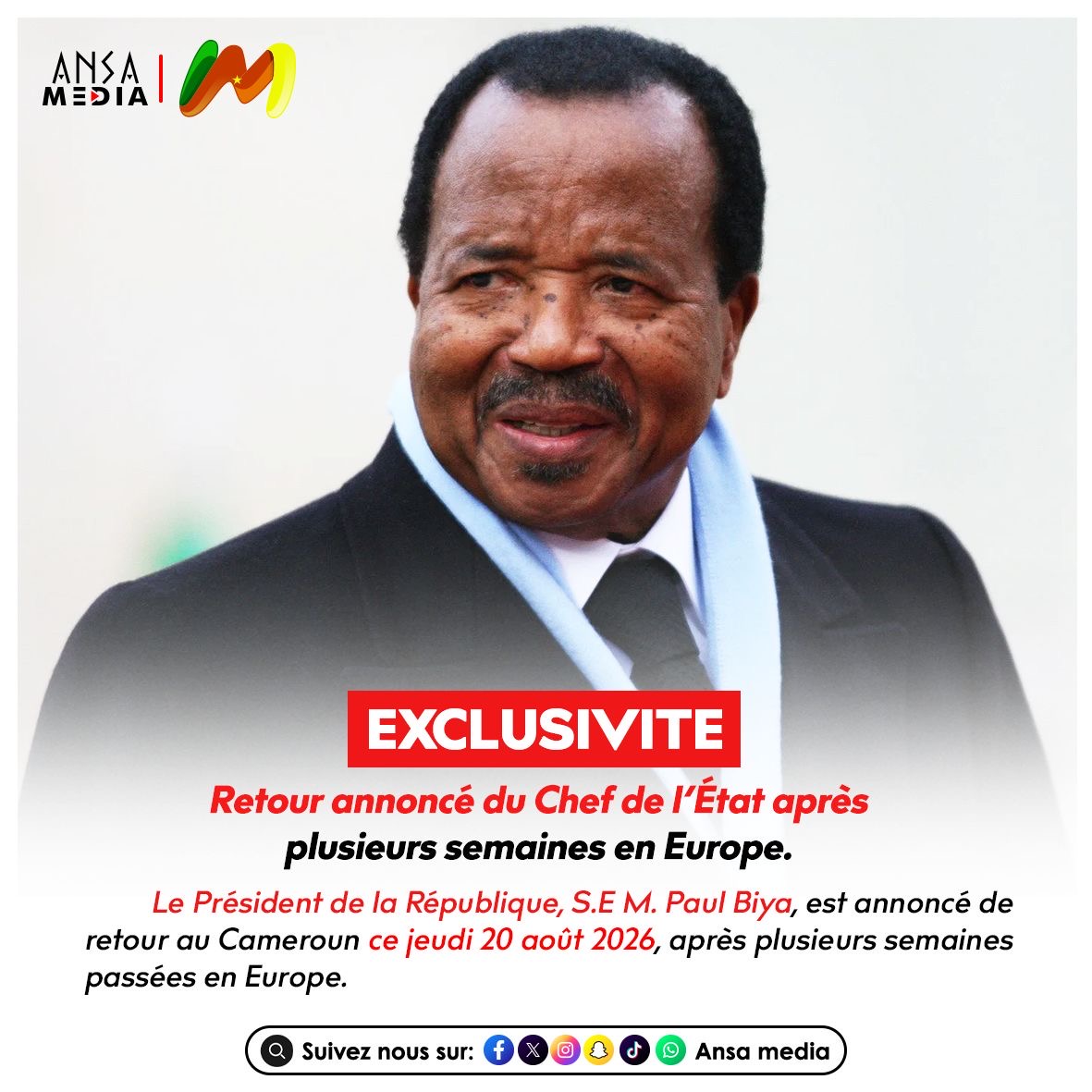 Retour annoncé du Chef de l’État après plusieurs semaines en Europe.