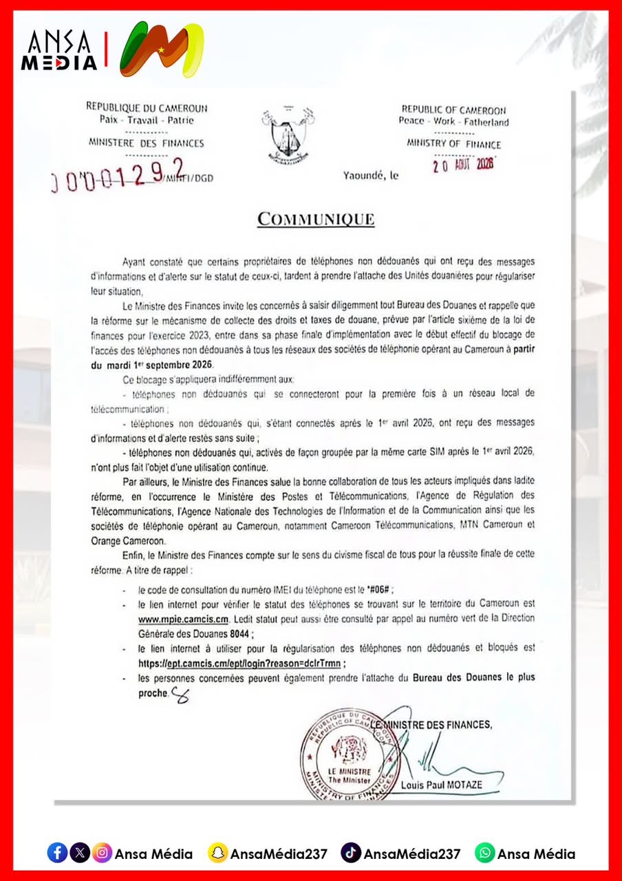 Téléphones non dédouanés : le blocage définitif démarre le 1er septembre 2026.