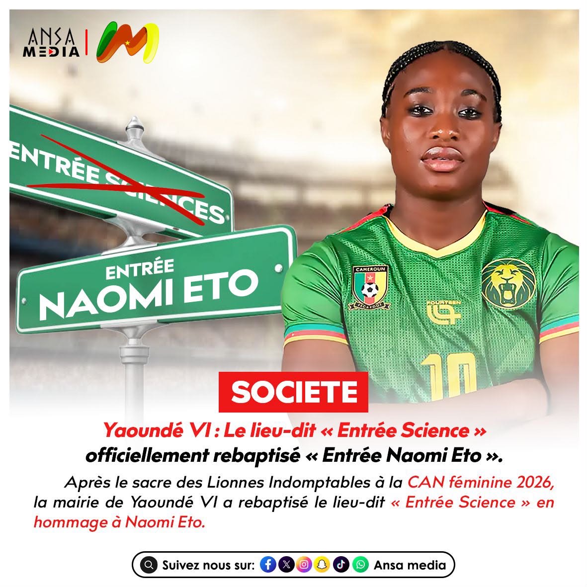 Yaoundé VI : Le lieu-dit « Entrée Science » officiellement rebaptisé « Entrée Naomi Eto ».