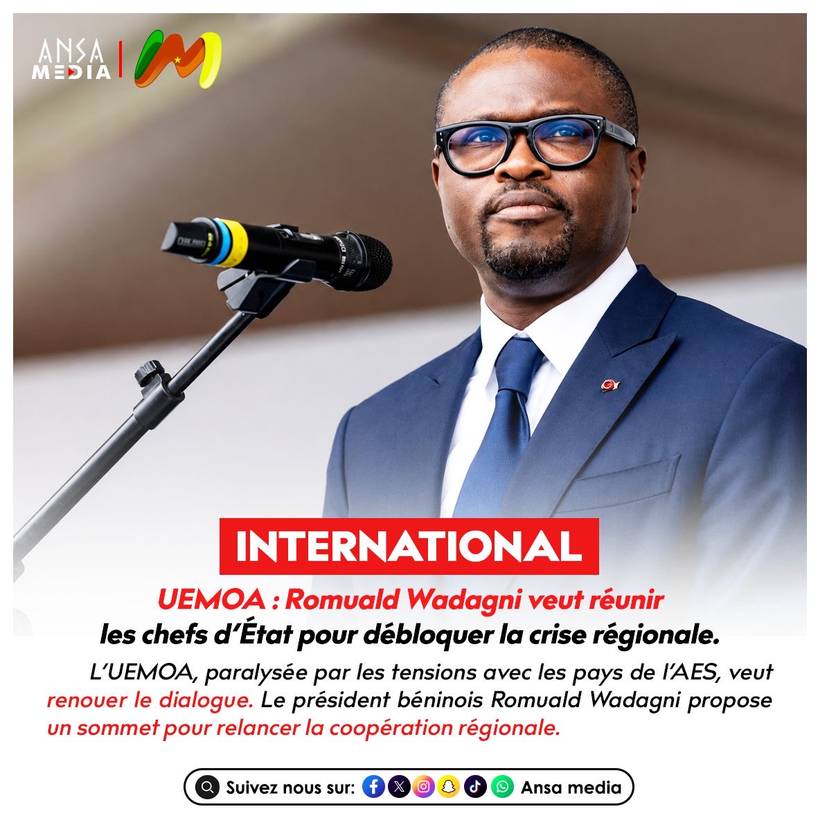 UEMOA : Romuald Wadagni veut réunir les chefs d’État pour débloquer la crise régionale.