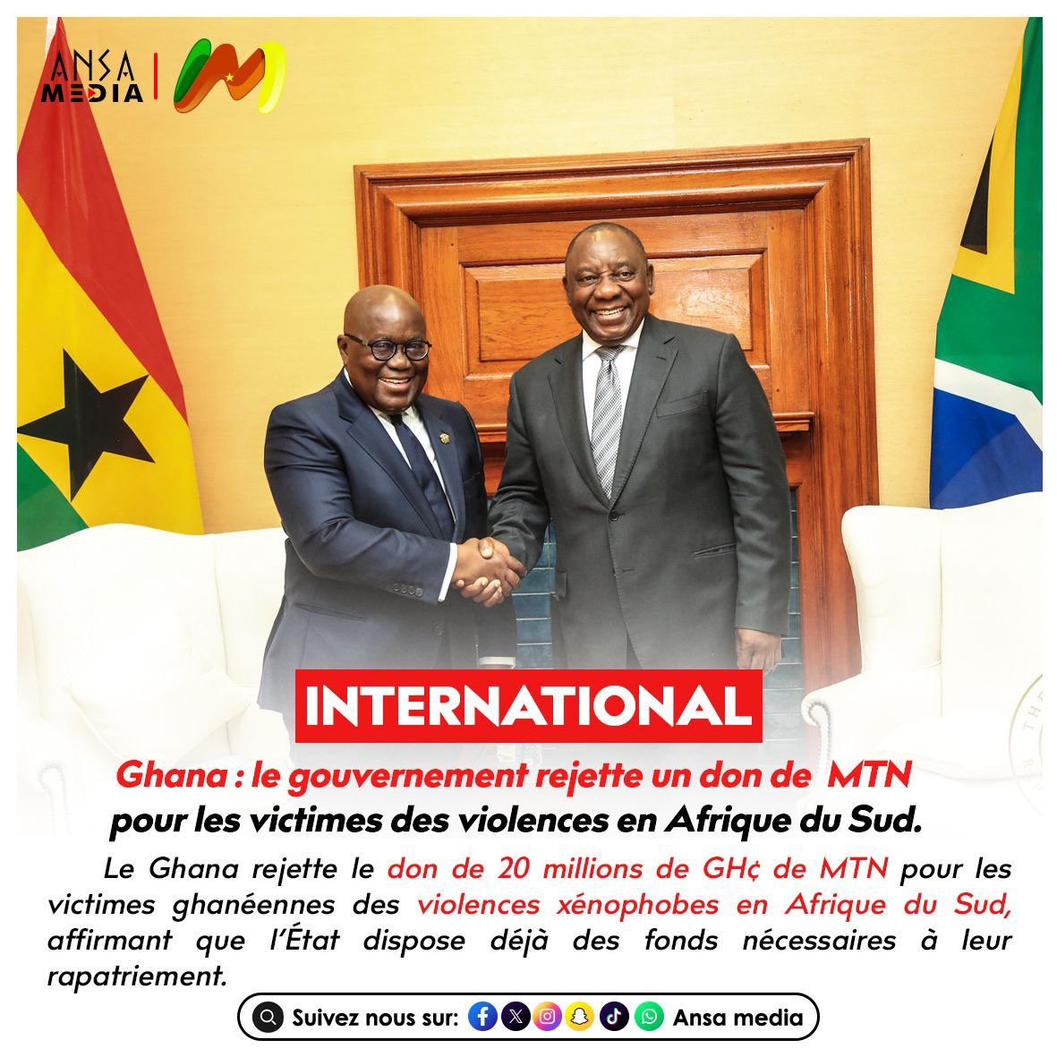 le gouvernement rejette un don de 20 millions de MTN