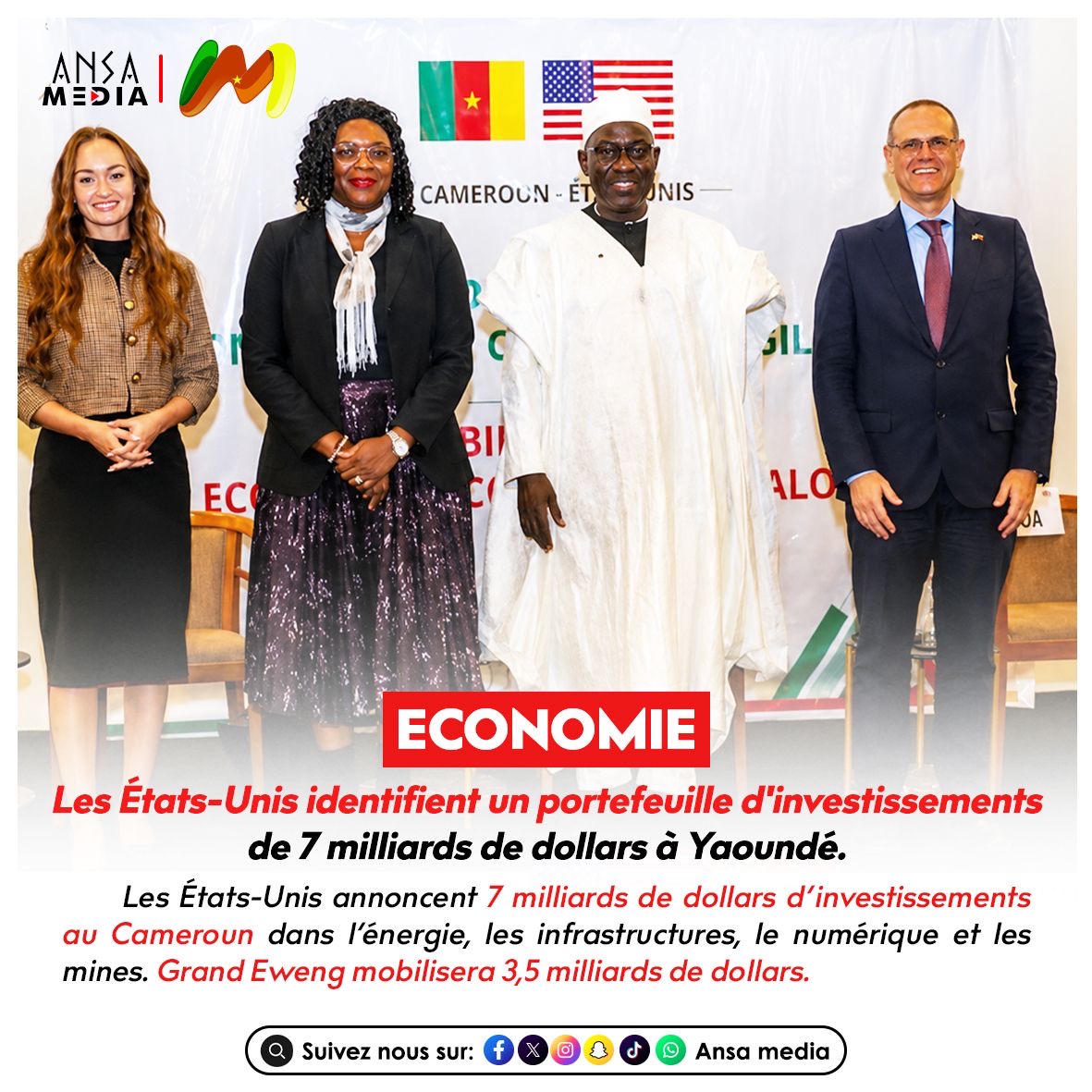 Les États-Unis identifient un portefeuille d'investissements de 7 milliards de dollars à Yaoundé.