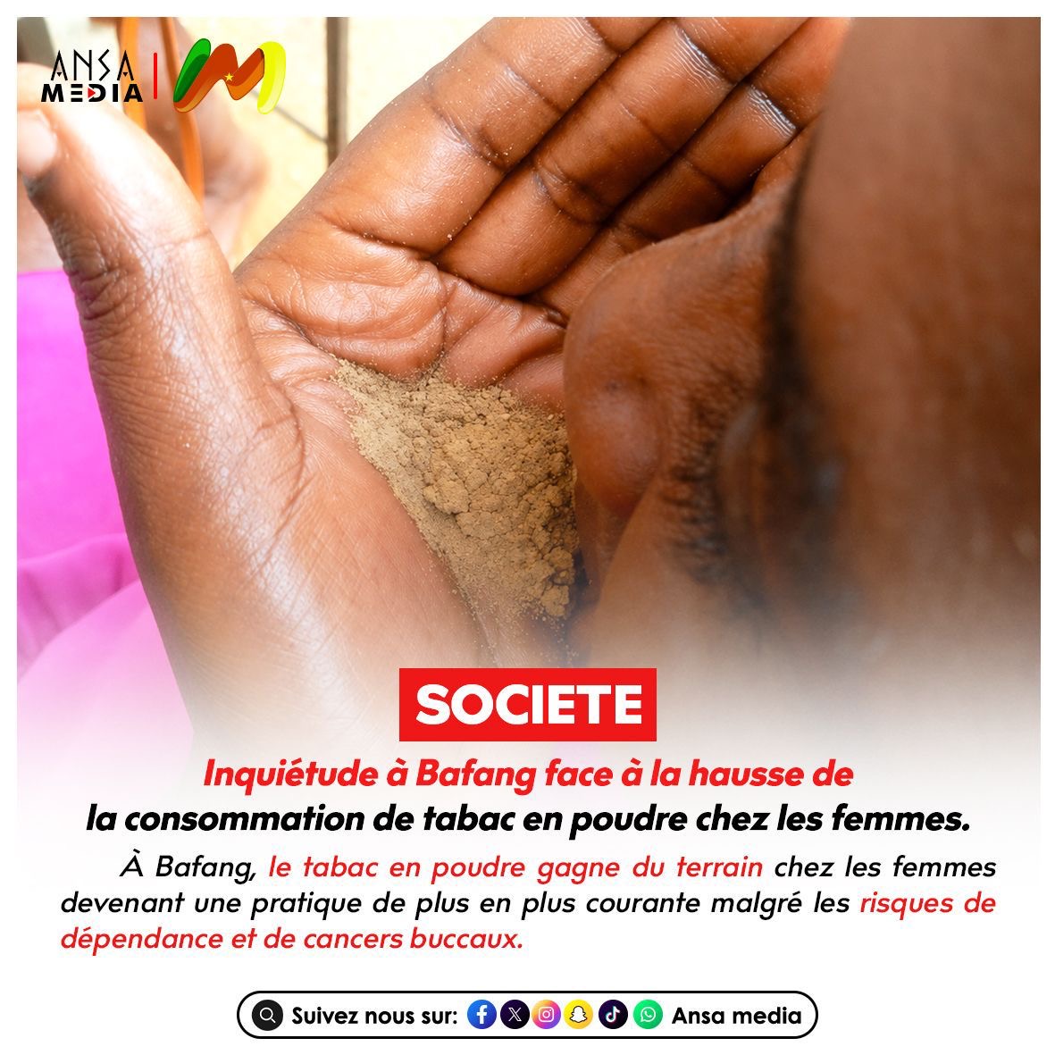 hausse de la consommation de tabac en poudre chez les femmes.
