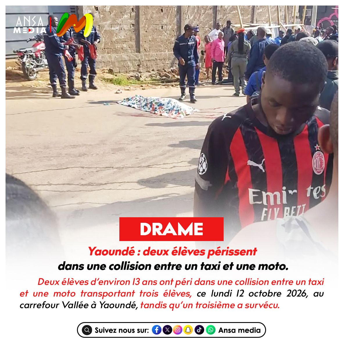 Yaoundé : Deux élèves périssent dans une collision entre un taxi et une moto.
