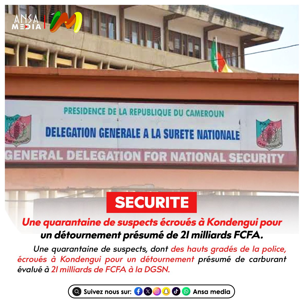Une quarantaine de personnes, dont des policiers et des civils, écrouées à Kondengui